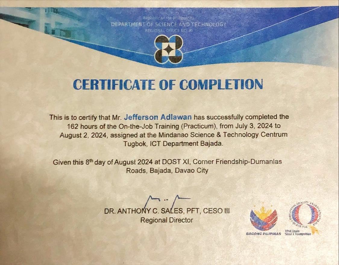 OJT Certificate