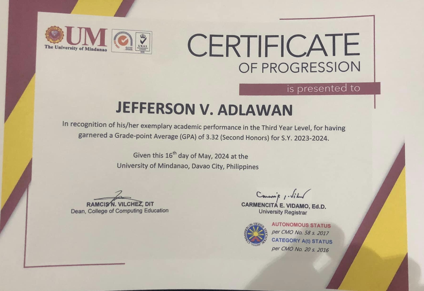 Second Honors